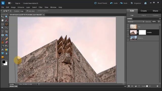 Combining three layers into one with Adobe Photoshop Elements 10 - Part Three смотреть онлайн