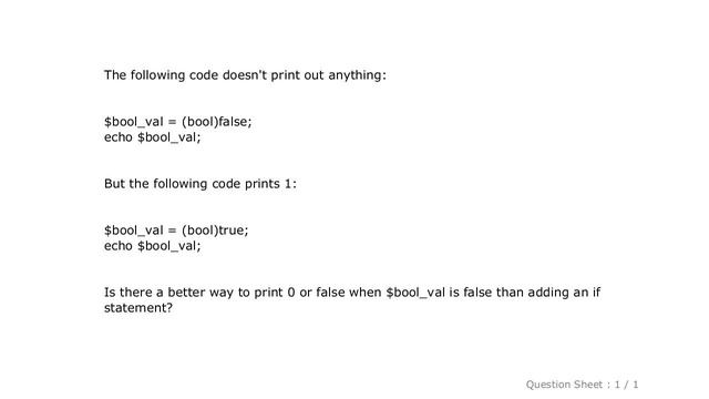 PHP : PHP - Get bool to echo false when false смотреть онлайн