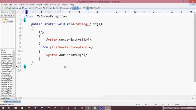 Re-throwing Exception in java смотреть онлайн