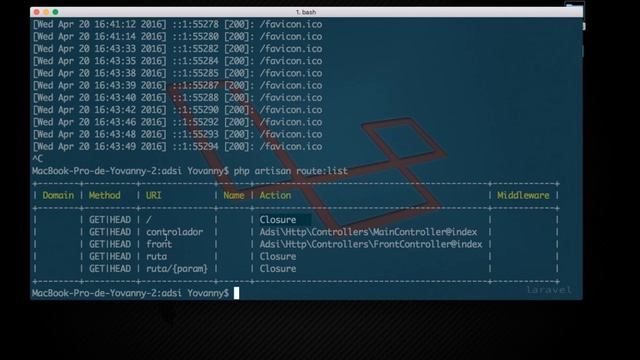 Práctica 3 Laravel 5.1 Listar rutas con artisan смотреть онлайн