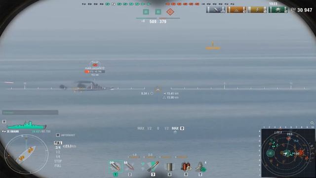 Японский линкор Iwami.Морской бой-10.Игра World Of Warships смотреть онлайн