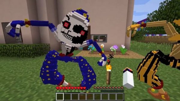 АНИМАТРОНИК СОЛНЦЕ И ЛУНА ВСТРЕТИЛ ДЕВУШКУ ФНАФ в МАЙНКРАФТ ! НУБ И ПРО ВИДЕО ТРОЛЛИНГ MINECRAFT