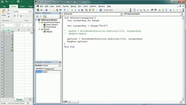 Excel VBA Objects: WorksheetFunction Object смотреть онлайн