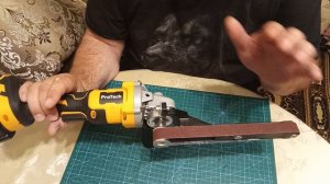 Аккумуляторная УШМ с ленточной насадкой для шлифовки