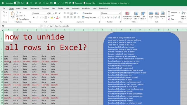 Excel - How To Unhide All Rows In Excel смотреть онлайн
