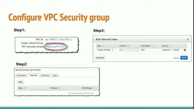 #4 AWS Redshift Launching a Cluster, creating AWS VPC group смотреть онлайн