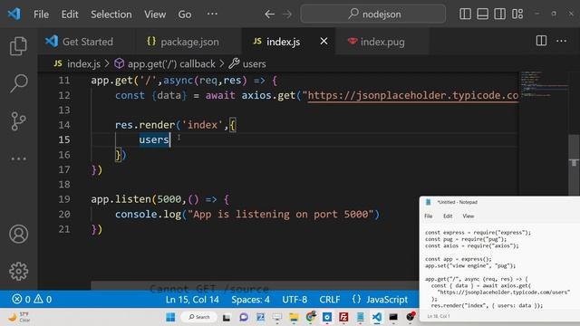 Node.js Express PUG Template Engine to Display User Data in Table Using Axios & JSONPlaceholer API смотреть онлайн