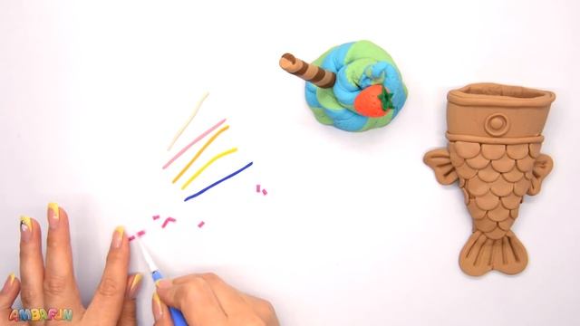 Play Doh Ice Cream Ideas. DIY Cool Fish Cone Ice Cream. DIY for Kids. Learn Colors Educational Vide смотреть онлайн