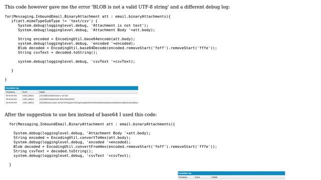 Salesforce: Encoding and Decoding BLOB due to error 'BLOB is not a valid UTF-8 string' смотреть онлайн