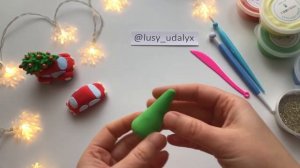 Новогодние поделки. Машинка и ёлочка. Лепим из воздушного пластилина.