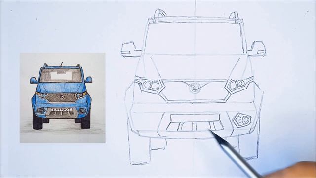 Как нарисовать машину УАЗ Патриот просто карандашами How To Draw Car UAZ Patriot Simple Auto Drawin