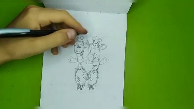 Как нарисовать жирафа ? подарок открытка ? скетч рисунок смотреть онлайн