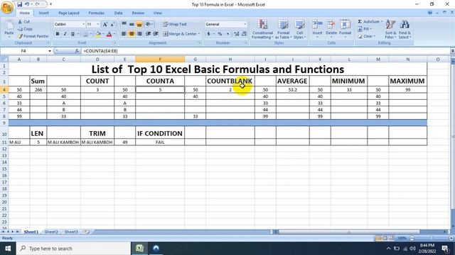 Top 10 Excel Basic Formulas and Functions смотреть онлайн
