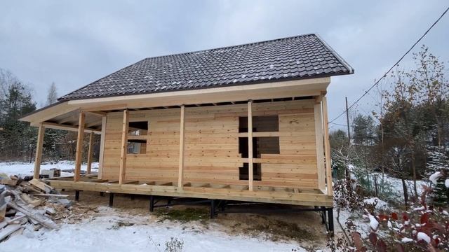 Видеообзор мансардного дома под усадку из бруса 9x8 м | Строительная Компания «ПАТРИОТ 53» смотреть онлайн