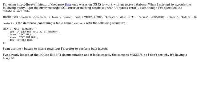 Databases: DBEAVER: SQL error or missing database (near ",": syntax error) смотреть онлайн