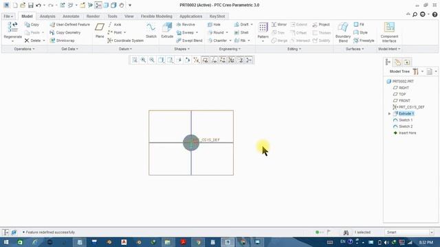 [1z.c] creo3 change sketch plane and move drawing to new plan without change 3d model смотреть онлайн