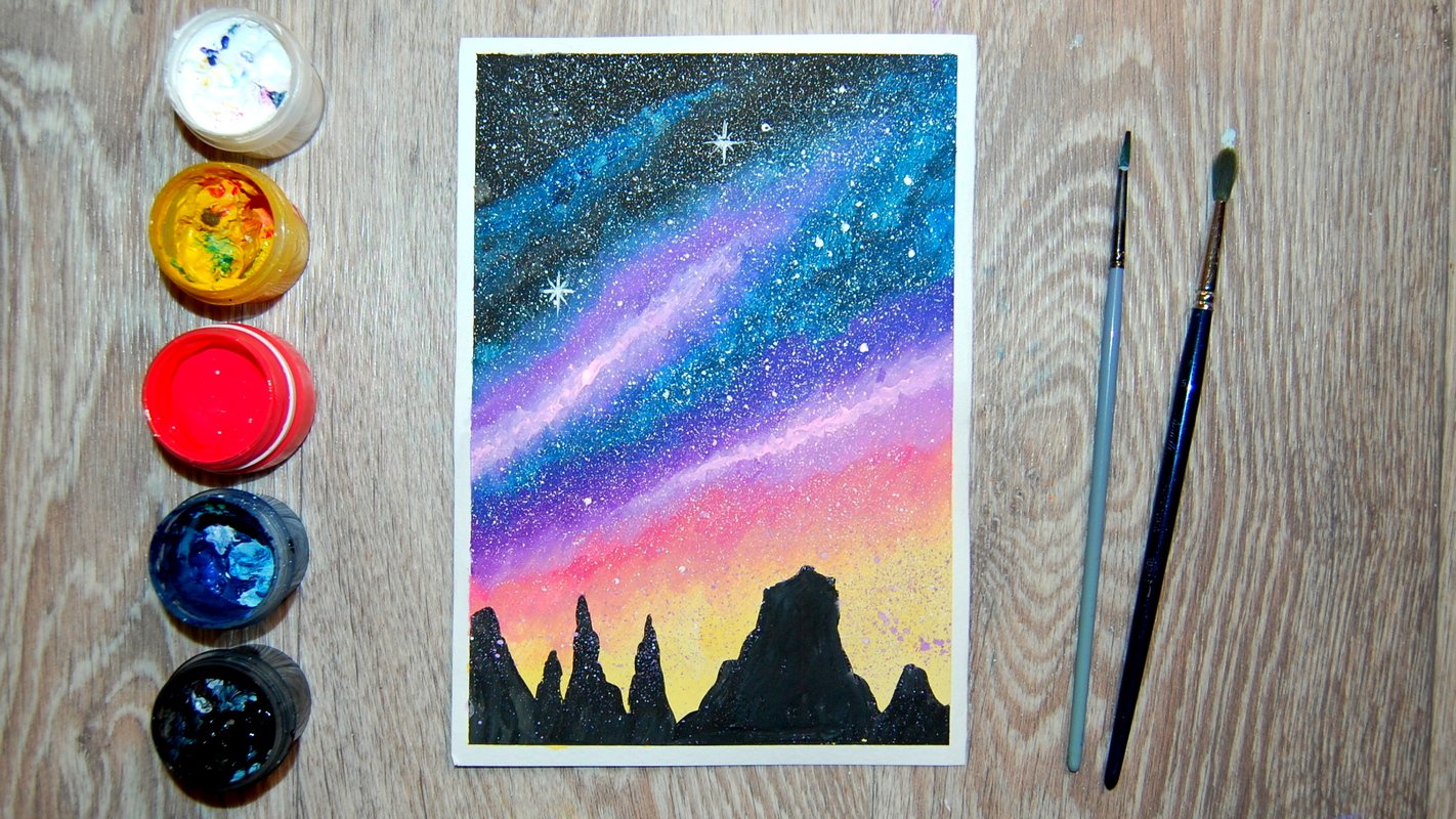 Как нарисовать космос. Рисуем звёздное небо смотреть онлайн