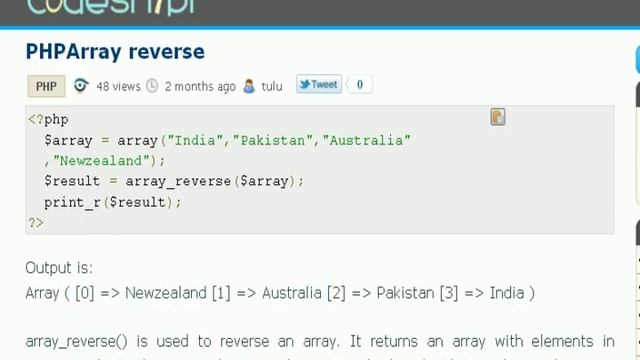 PHP Tutorial : PHPArray reverse смотреть онлайн