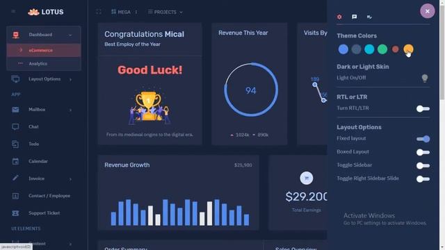 Lotus Responsive Admin Dashboard Template Web App смотреть онлайн