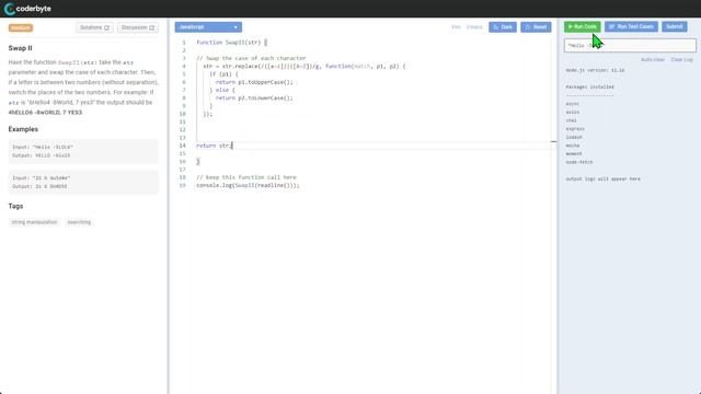 Coderbyte - Swap II - Code challenge - JavaScript Solution Source Code смотреть онлайн