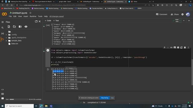 Data Preprocessing in Machine Learning using Python - SimpleImputer, OneHotEncoder, train_test_spli смотреть онлайн