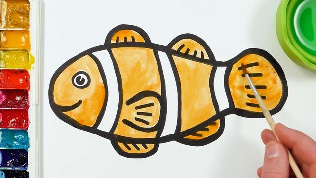 Clown Fish Drawing, Painting, Coloring for Kids & Toddlers | Easy Drawing Tutorial смотреть онлайн