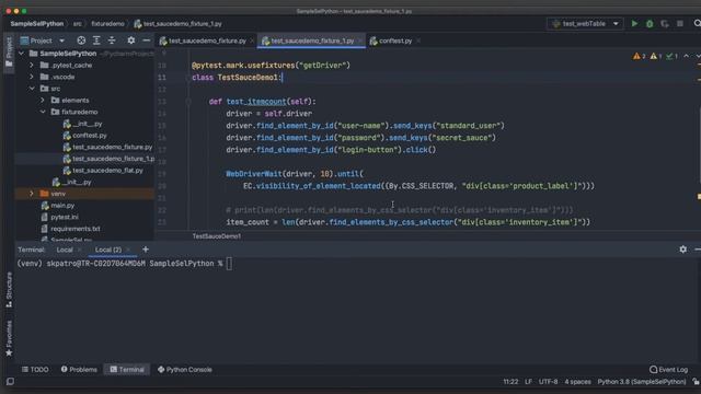 Using selenium pytest fixtures at class level | creating base_test.py for all test files смотреть онлайн