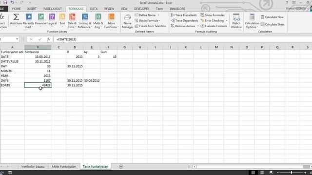 55 dərsə Excel: Dərs 29.1 - EDATE funksiyası смотреть онлайн