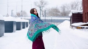 Платок шелковый (крепдешин, бахрома) "Восточные сладости", вид 9