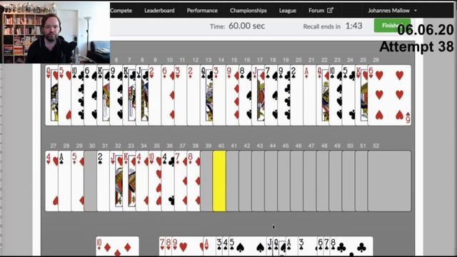 Two times World Champion memorizes a deck of 52 cards under 60s with PAO for the first time. смотреть онлайн