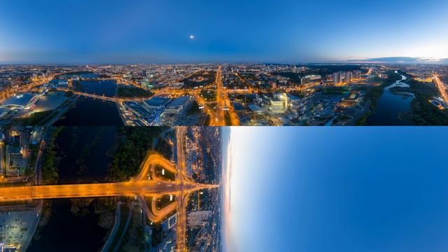 Вечерний Челябинск с высоты 360° смотреть онлайн