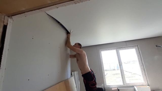 Монтаж натяжного ПВХ потолка в каркасном доме смотреть онлайн