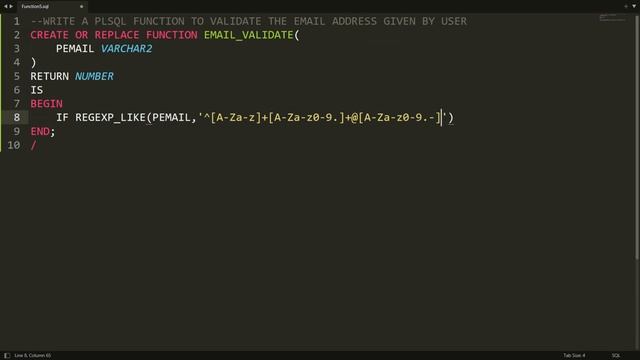 PLSQL user defined function to validate the email address using regular expression (Udf Demo-5) смотреть онлайн