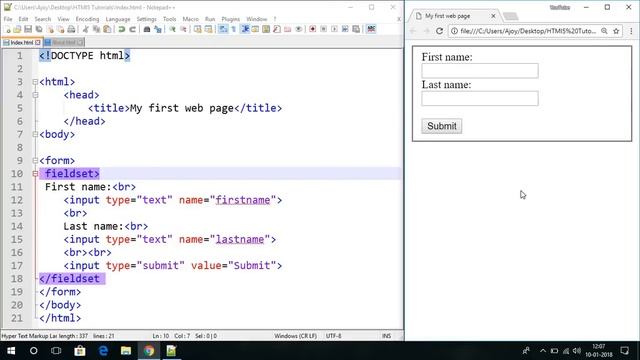 HTML5 Tutorial For Beginners - 26 - Fieldset and Legend смотреть онлайн