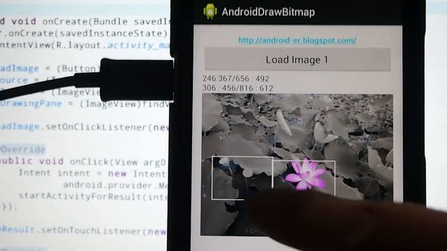 Android programming example: detect touch and draw rect on bitmap смотреть онлайн