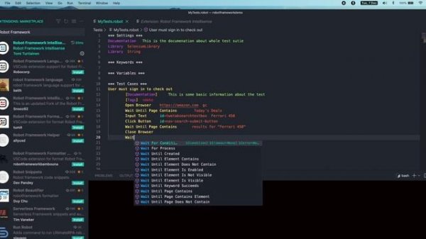 Robot Framework - Robot Framework Intellisense feature in VS Code