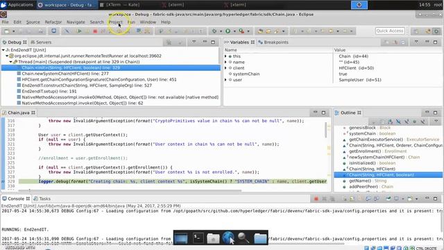 stepping through unit test Java code in Eclipse Neon on Hyperledger Fabric Linux virtual image смотреть онлайн