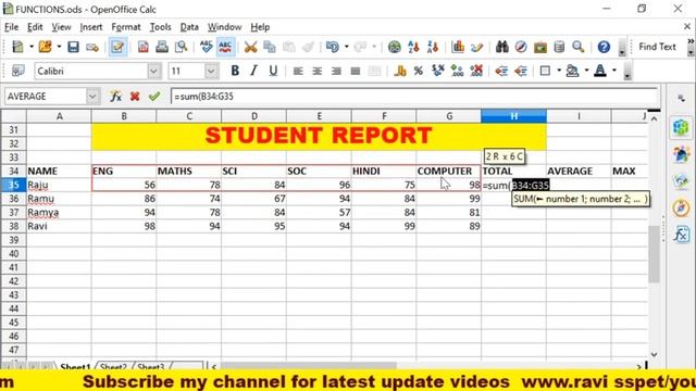 Functions in a spreadsheet | Functions in a Open office Calc | spreadsheet functions | By Ravi sspe смотреть онлайн