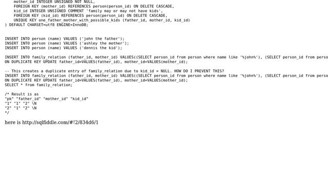 Databases: MySQL UNIQUE KEY multiple columns with one column as NULL смотреть онлайн
