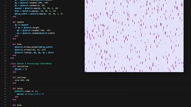 Purple rain with Ruby (JRuby) and Processing смотреть онлайн