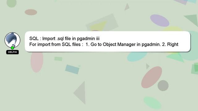 SQL : Import .sql file in pgadmin iii смотреть онлайн