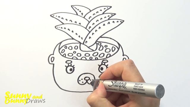 Рисунок и раскраска Алоэ в кашпо - Рисунки для детей | Sunny and Bunny Draws смотреть онлайн