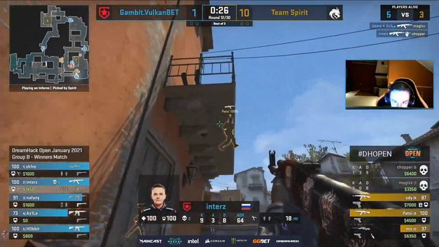 ГРУППА B. GAMBIT vs SPIRIT. MAP-1 INFERNO. DREAMHACK OPEN JANUARY 2021 смотреть онлайн