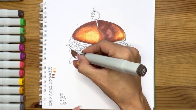 Как нарисовать бургер карандашом и скетч маркерами | Рисунок для детей, поэтапно и легко смотреть онлайн