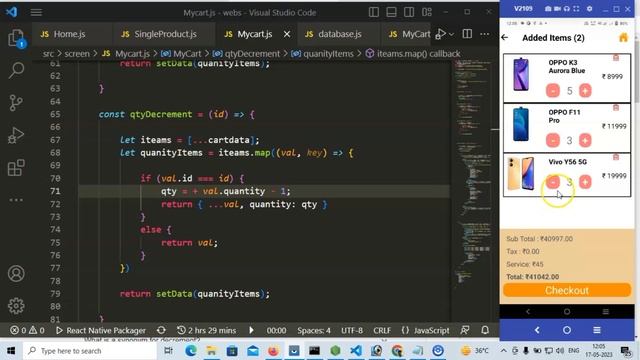 # 11 React Native Cart Page Quantity Prices Full Process in Hindi Tutorial смотреть онлайн