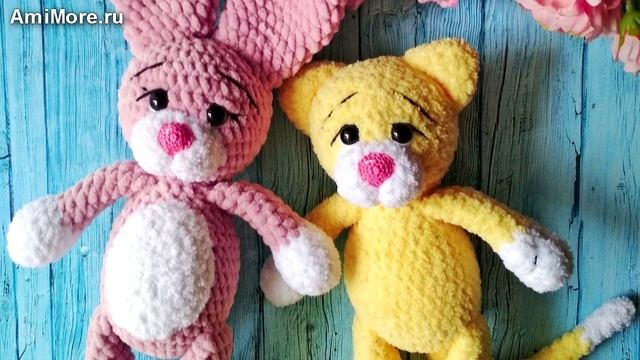 Амигуруми: схема Зайка и Котик. Игрушки вязаные крючком - Free crochet patterns. смотреть онлайн