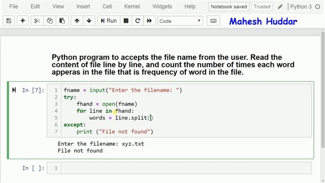 Python program to count the frequency of each word in the file by Mahesh Huddar смотреть онлайн
