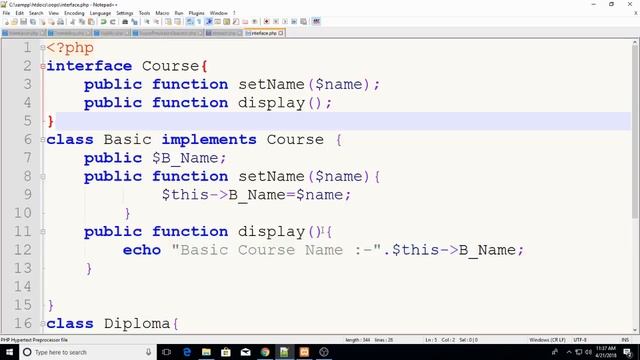 Oop in PHP Interface Class смотреть онлайн