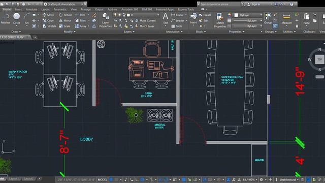 Autodesk AutoCAD 2015 40 X 30 OFFICE PLAN/DRAWING #architecturalvisualization #designprocess смотреть онлайн