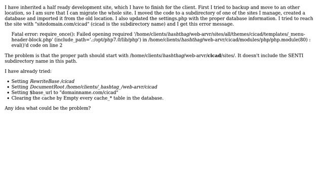 The site is in a subdomain, but I get the wrong file path and a "require_once(): Failed opening... смотреть онлайн